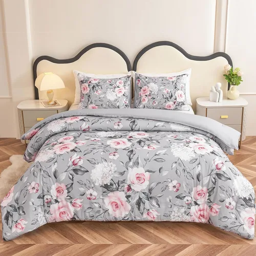Miniatura 29 de Koniroom Juego de Edredón Twin - Juego de Edredón Floral Reversible Tamaño Twin, 2 Piezas Bonito Juego de Cama Twin de Flores y Plantas para Todas