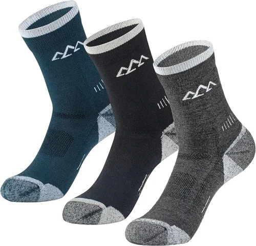 innotree Paquete de 3 calcetines de senderismo de lana merino para hombre, calcetines de senderismo acolchados micro Crew para senderismo que