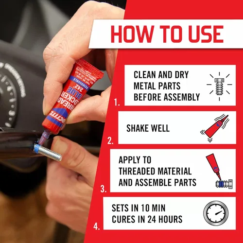 Miniatura 3 de Loctite Threadlocker Azul 242 - Adhesivo de fijación de roscas removible para tuercas, pernos y sujetadores, adhesivo para tornillos de resistencia