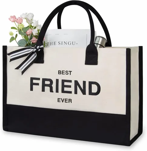 Miniatura 315 de TOPDesign - Bolso de playa de lona con inicial personalizada, bolsa de regalo con monograma, para mujer
