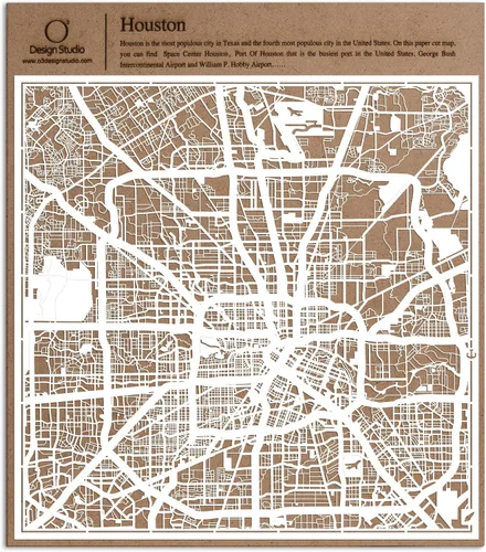 Miniatura 160 de O3 Design Studio Aberdeen - Mapa de papel cortado en papel blanco de 12 x 12 pulgadas