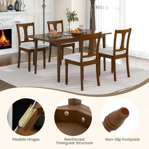 Miniatura 8 de KOTEK Juego de 2 sillas de comedor tapizadas, sillas de cocina de granja con patas de madera maciza, compartimento de almacenamiento oculto