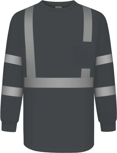 Miniatura 19 de TCCFCCT Camisetas de manga larga de alta visibilidad para hombres y mujeres - Clase 3 Hi Vis, camisas de trabajo de seguridad reflectantes con fondo