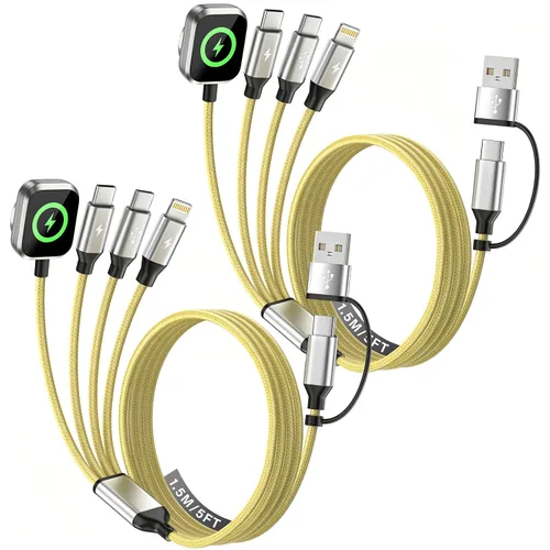 Miniatura 20 de Cruise Essentials Cable de Carga 4 en 2 para Cargador Apple iWatch/iPhone 17/Lightning/Micro, Cable Cord de Carga Múltiple de Viaje Compatible