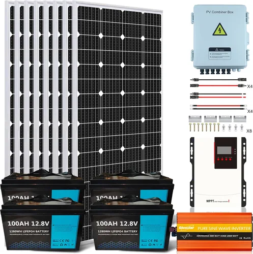 Miniatura 10 de Kit completo de sistema solar fuera de la red Kit solar de 1350 W 24 V, 6 paneles solares de 225 W 12 V, 2 baterías de litio de 100 ah y 12.8 V