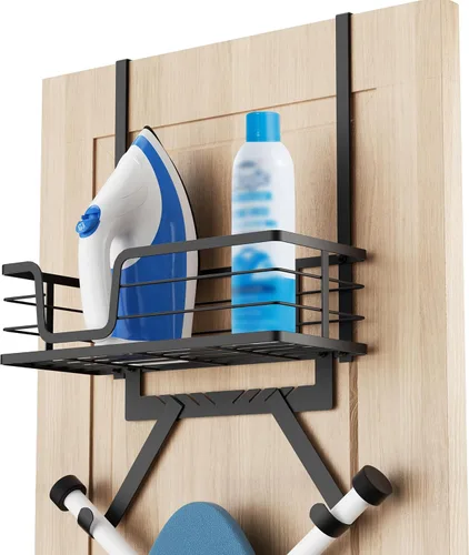 Miniatura 12 de KES HIR501B-BK - Soporte para tabla de planchar sobre la puerta, colgador de tabla de planchar para organización y almacenamiento de lavandería