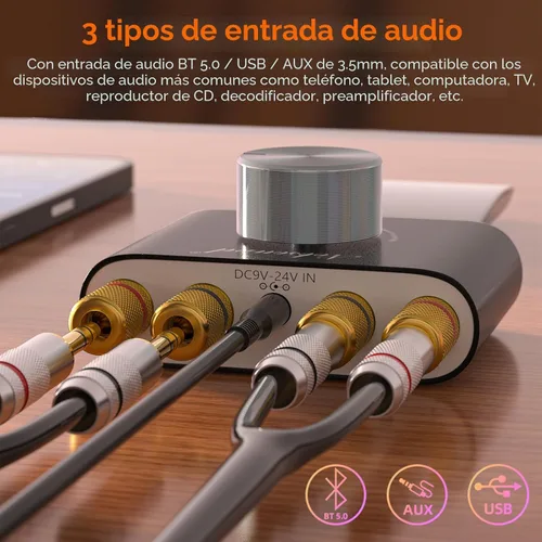 Miniatura 3 de Nobsound Mini amplificador de potencia Bluetooth 5.0, amplificador digital estéreo de alta fidelidad 2.0 canales 50 W × 2 con entrada