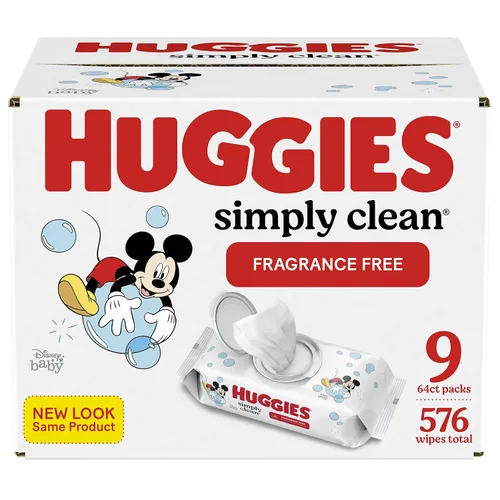 Miniatura 13 de Huggies Simply Clean Toallitas para Bebé Sin Fragancia, 1 Paquete con Tapa Abatible (64 Toallitas en Total), el Empaque Puede Variar