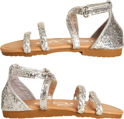 Miniatura 3 de bebe Sandalias para niñas pequeñas Sandalias de gladiador de cuero sintético trenzado con purpurina (5T-10T)