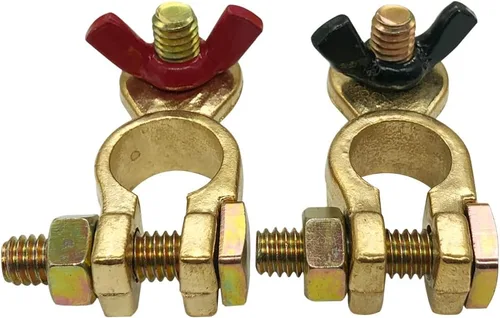 Miniatura 6 de Conectores de terminal de batería de poste superior de latón, abrazaderas de terminal de batería de 12-24 V para automóvil y barco (1 juego)