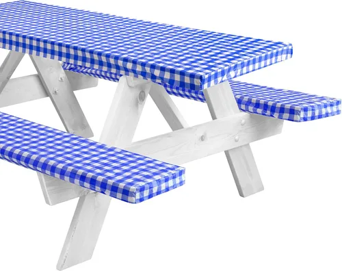 Miniatura 10 de LINPRO - Funda de mesa de picnic de 6 pies con fundas para bancos, fundas ajustadas de mesa de picnic de vinilo con elástico, elementos esenciales