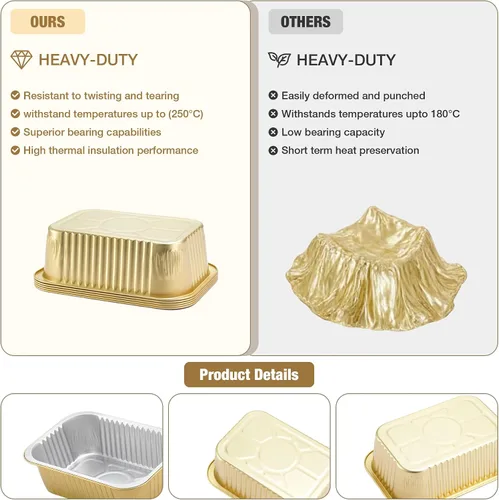 Miniatura 4 de Bandejas de papel de aluminio de BondOnLum, bandejas de aluminio resistentes, bandejas de aluminio desechables, bandejas de papel de aluminio