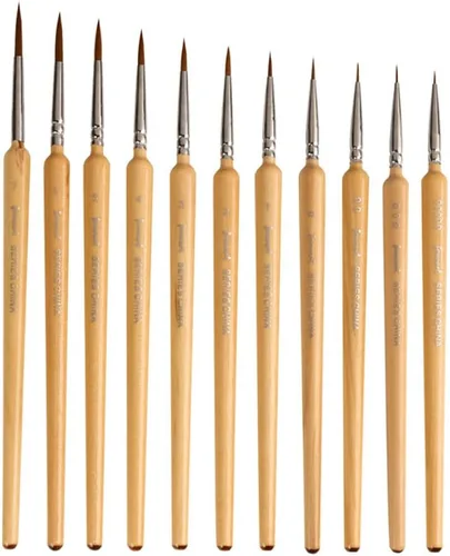 Miniatura 10 de Juego de 11 pinceles de pintura de detalles finos en miniatura, juego de pinceles para acrílico, acuarela, óleo, cara, uñas, pintura de modelo a