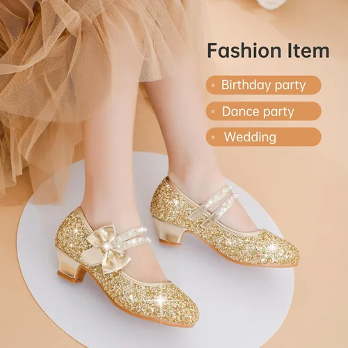 Miniatura 7 de Motasha Zapatos de vestir para niñas pequeñas, zapatos de princesa con purpurina Mary Jane para niñas, tacones bajos, fiesta, boda, para niños