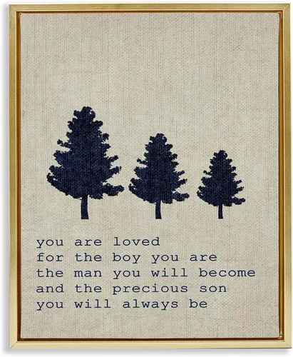 Miniatura 13 de Stupell Industries You are Loved Trees, Design by Daphne Polselli - Arte de pared enmarcado en blanco, 11 x 14, marrón