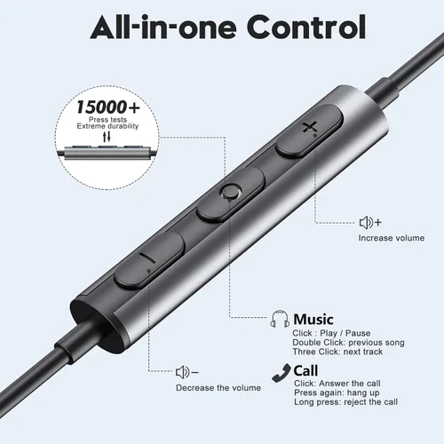 Miniatura 4 de Auriculares USB C para Samsung Galaxy S24 S23 Ultra S22 S21 FE S20 A54 A53 Auriculares USB C con Micrófono Control de Volumen Auriculares con Cable