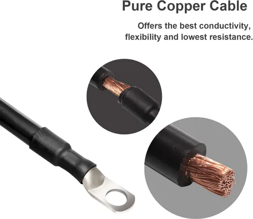 Miniatura 3 de Cables de batería de 4 AWG, 3 pies de calibre 4, juego de cables inversores de batería marina con terminales de 3/8 pulgadas (positivos y negativos)
