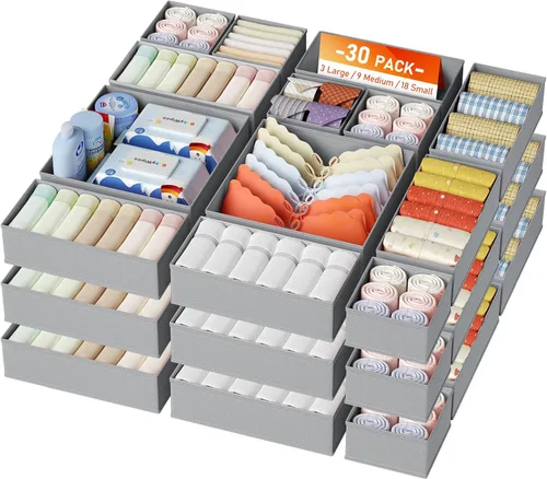 Miniatura 46 de DIMJ Organizador de cajones para ropa, paquete de 6 unidades, organizadores plegables para bebé, organizador de almacenamiento y cómoda