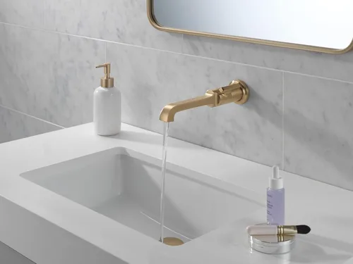 Miniatura 2 de Delta Tetra - Grifo de baño de montaje en pared de 1 agujero, dorado cepillado de un solo orificio para tocador, bronce champán T3589LF-CZ-PR-WL