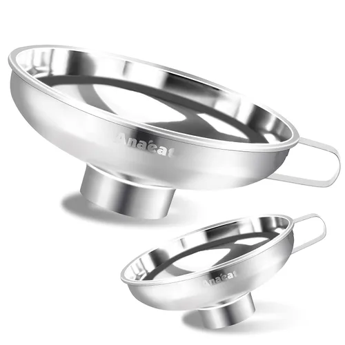 Miniatura 12 de Anaeat Embudo de cocina de acero inoxidable, embudos de cocina multiusos de metal de grado alimenticio con 2 filtros de filtro extraíbles