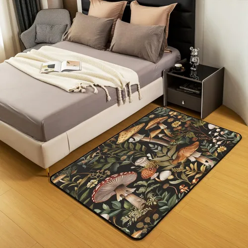 Miniatura 5 de Feelyou Linda alfombra decorativa de hongos para sala de estar, alfombra de área de hongos de dibujos animados de 3 x 5 para niños, niñas