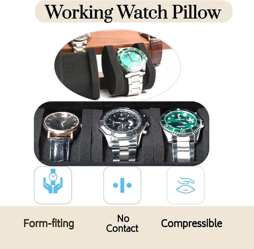 Miniatura 4 de AUKURA Funda de viaje para reloj, 5 ranuras con cremallera dura, caja de transporte y organizador para hombres y mujeres, con almohada suave