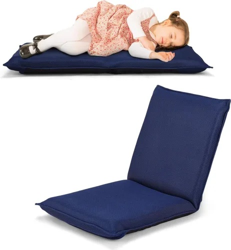 Miniatura 10 de GOFLAME Silla de suelo ajustable, sofá plegable acolchado de 6 posiciones, soporte de respaldo acolchado, sofá perezoso para leer juegos de Negro