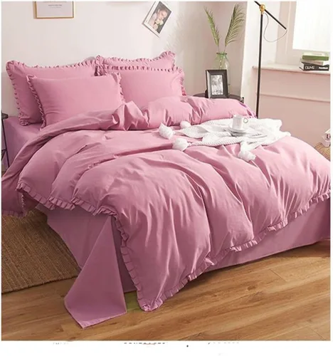 Miniatura 7 de Cama, Color sólido Dormitorio Juego de ropa de cama compatible con Queen Matrimonial Cama Doble Edredón Funda de Edredón Funda de Almohada Sábanas