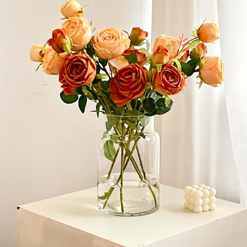 Miniatura 11 de BLOFLO - Jarrón de vidrio transparente, florero grande de vidrio de 7 pulgadas para flores, jarrones modernos de vidrio grueso para centros de mesa