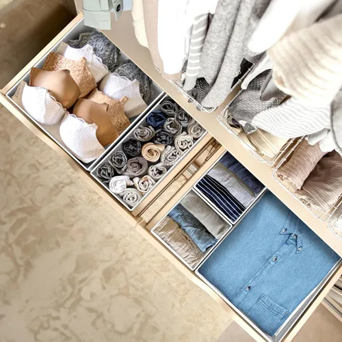 Miniatura 5 de SIMPLE HOUSEWARE Organizador de cajones plegable para ropa/ropa interior/bragas/body de bebé, contenedor para medias, juego de 12, gris
