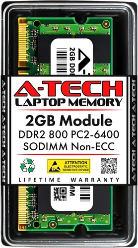 Miniatura 5 de A-Tech 1 GB DDR2 800 MHz SODIMM PC2-6400 1.8V CL6 200-Pin Non-ECC Unbuffered Laptop Módulo de actualización de memoria RAM