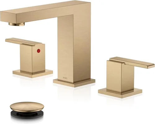 Miniatura 14 de KENES Grifo de Baño Extendido Negro Mate de Dos Manijas, Grifos de Lavabo de Baño Negro de 3 Orificios, 8 Pulgadas, Grifo de Tocador de Baño de 3