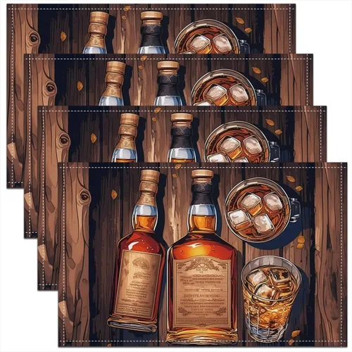 Miniatura 18 de Juego de 4 manteles individuales con diseño de mariposas y animales voladores de noche de ensueño de 12 x 18 pulgadas para mesa de cocina, tapetes