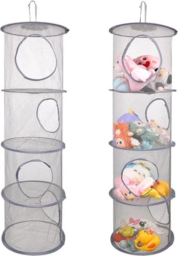 Miniatura 9 de ChezMax Almacenamiento de malla colgante para animales de peluche, paquete de 2 unidades, organizador grande de red de animales de peluche, bolsas