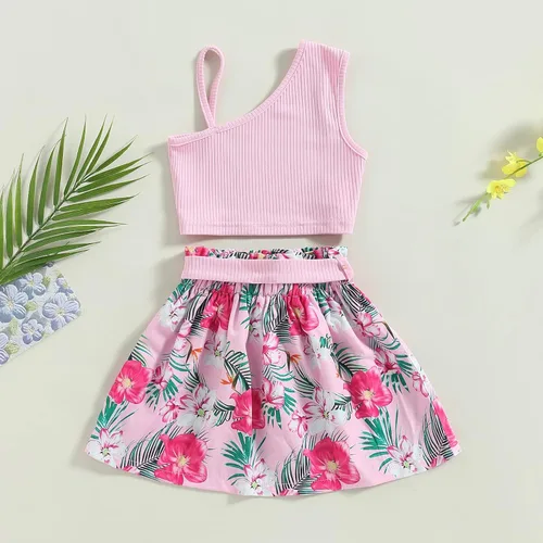 Miniatura 181 de TheFound Trajes de verano para niñas pequeñas, sin mangas, de punto acanalado, halter, pantalones cortos, ropa para recién nacidos, conjunto de 3