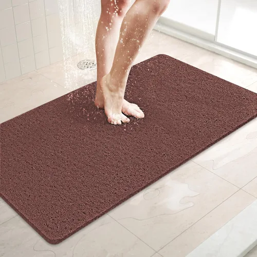 Miniatura 11 de LuxStep - Tapete de ducha, de 24 x 36 pulgadas, tapete de baño antideslizante con drenaje, tapete de baño de cloruro de polivinilo, de secado Gris