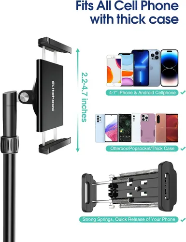 Miniatura 7 de Elitehood Trípode para iPhone para grabación de video aérea [resistente y ultraestable], brazo horizontal largo extensible de 25 pulgadas, soporte