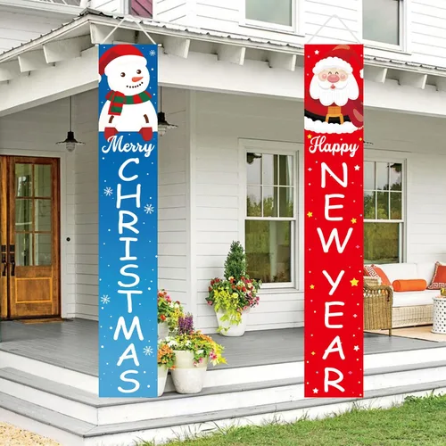 Miniatura 2 de Decoraciones de Navidad Feliz Año Nuevo Decoraciones Feliz Navidad Muñeco de Nieve Santa Claus Banner de Navidad Cartel de Porche de Puerta