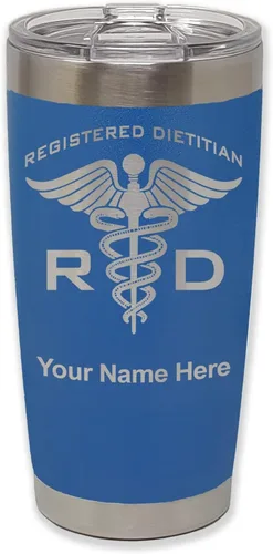 Miniatura 29 de LaserGram Vaso aislado al vacío de 20 onzas, dietista registrado RD, grabado personalizado incluido (negro)