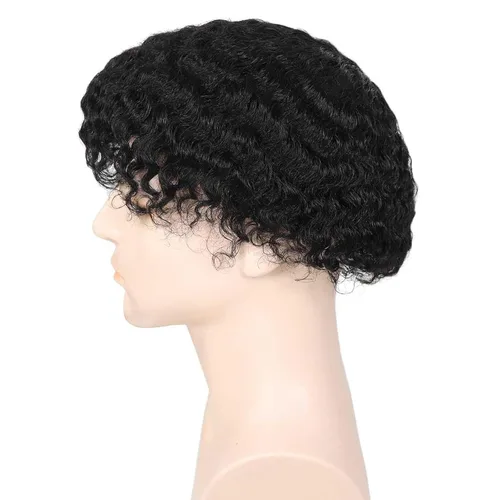 Miniatura 7 de HAPPY&CC Manejar cabello afro unidad negro hombres cabello humano toupee peluca francesa encaje pieza de pelo sistema de reemplazo para hombres #1