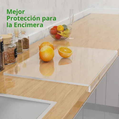 Miniatura 4 de SWSKR Tabla de cortar acrílica con borde de encimera, tabla de cortar transparente de 17.5 x 13.5 pulgadas para encimera de cocina, antideslizante