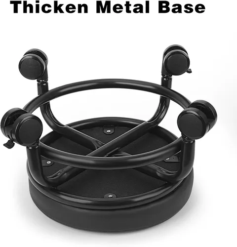 Miniatura 6 de Taburete bajo con ruedas de baja altura, asiento de cuero sintético, silla pequeña, taburetes rodantes redondos para oficina en casa, garaje, tienda