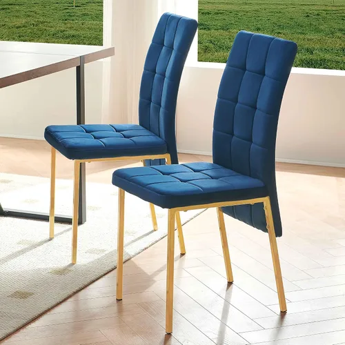Homedot Juego de 2 sillas de comedor de terciopelo, cómodas sillas de cocina para el hogar, silla lateral tapizada, sin brazos, diseño único con