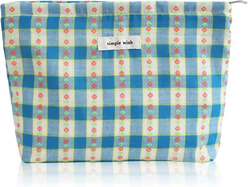Miniatura 20 de Wudygirl Bolsa de maquillaje de lona para mujer, organizador estético de maquillaje, bolsa de maquillaje de viaje, bolsa de aseo para bolso, bolsa