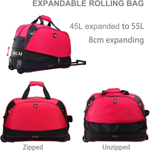 Miniatura 3 de OIWAS Bolsa de lona pequeña con ruedas de 22 pulgadas, maleta de equipaje de mano unisex para adultos, viajes a corto plazo, expandible de 45