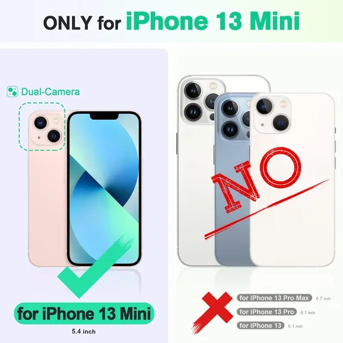Miniatura 2 de TUCCH Funda tipo cartera para iPhone 13 Mini, carcasa interior de TPU a prueba de golpes, piel sintética, bloqueo RFID, soporte para tarjeta de Negro