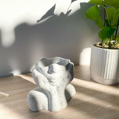 Miniatura 7 de Molde de silicona para maceta de cara abstracta, jarrón para suculentas, jarrón, yeso, molde para concreto, soporte para velas, molde de resina