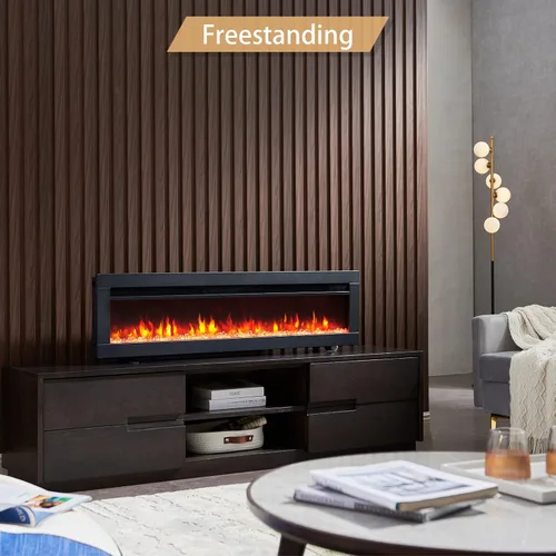 Miniatura 3 de Arthur - Chimenea eléctrica 3 en 1 de 50 pulgadas de ancho (EF458), independiente, montada en la pared, empotrada, efecto de llama de 9