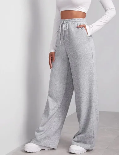 Miniatura 3 de FACDIBY Pantalones deportivos de pierna ancha para mujer, elásticos, de cintura alta, con cordón y bolsillos
