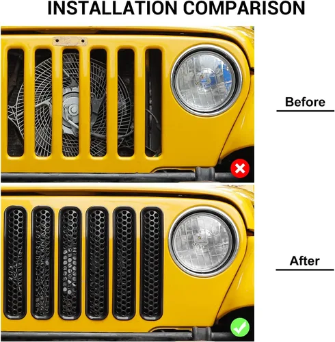 Miniatura 2 de JeCar para Jeep TJ Grill Inserts, Insertos de rejilla de malla para Jeep Wrangler TJ 1997-2006 (negro)